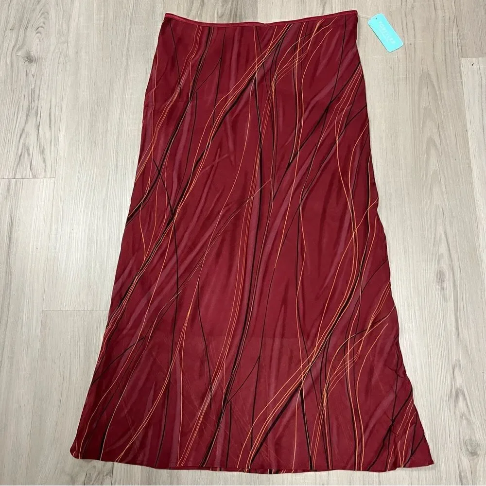 Forever 21 A line skirt sz L Rust red sheer Vintage new with tags Dark Academia